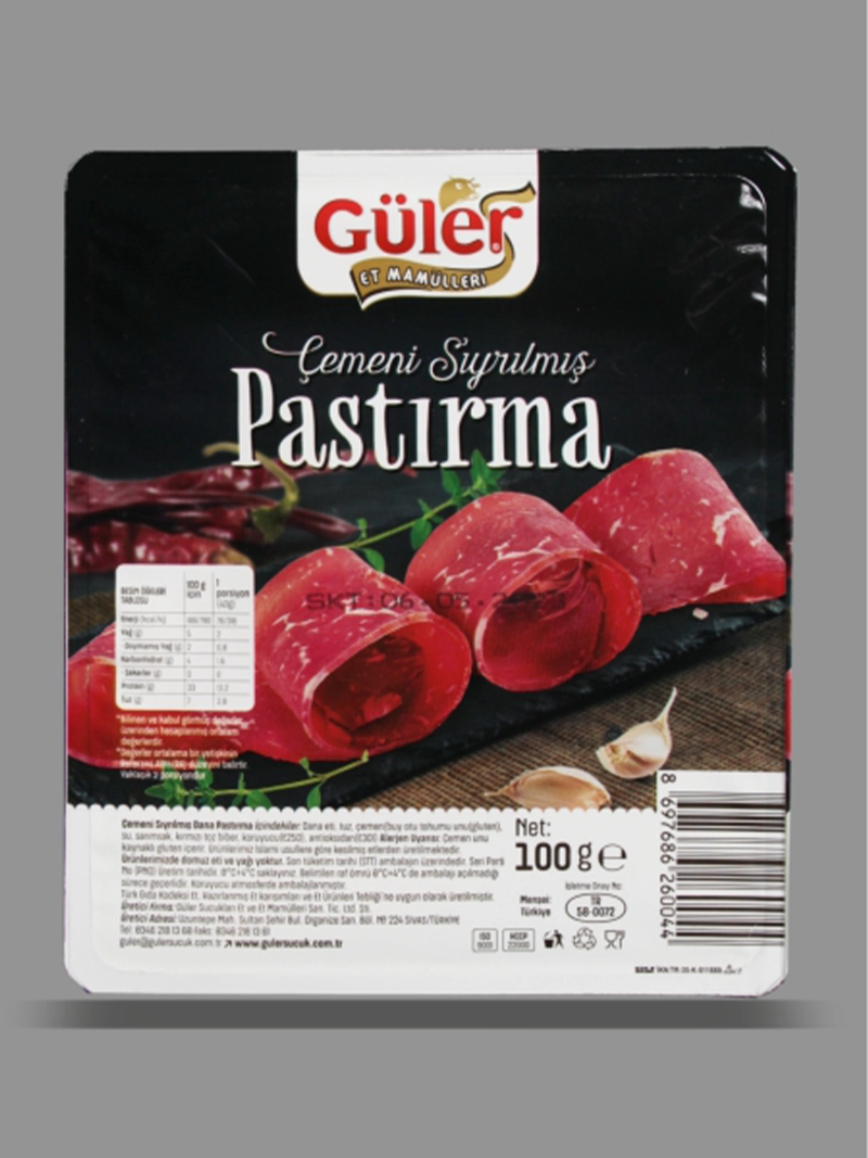 Çemeni Sıyrılmış Seçme Pastırma 100 g | İnce Dilimli, Çemeni Temizlenmiş Özel Pastırma